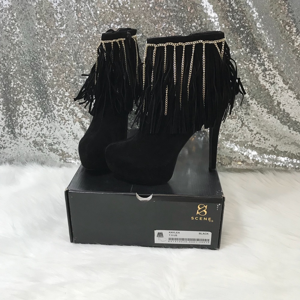 Scene Black Kaylea Platform Heeled Booties